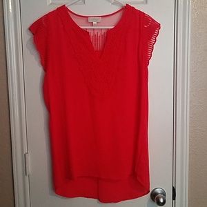 Orange crochet/mesh top